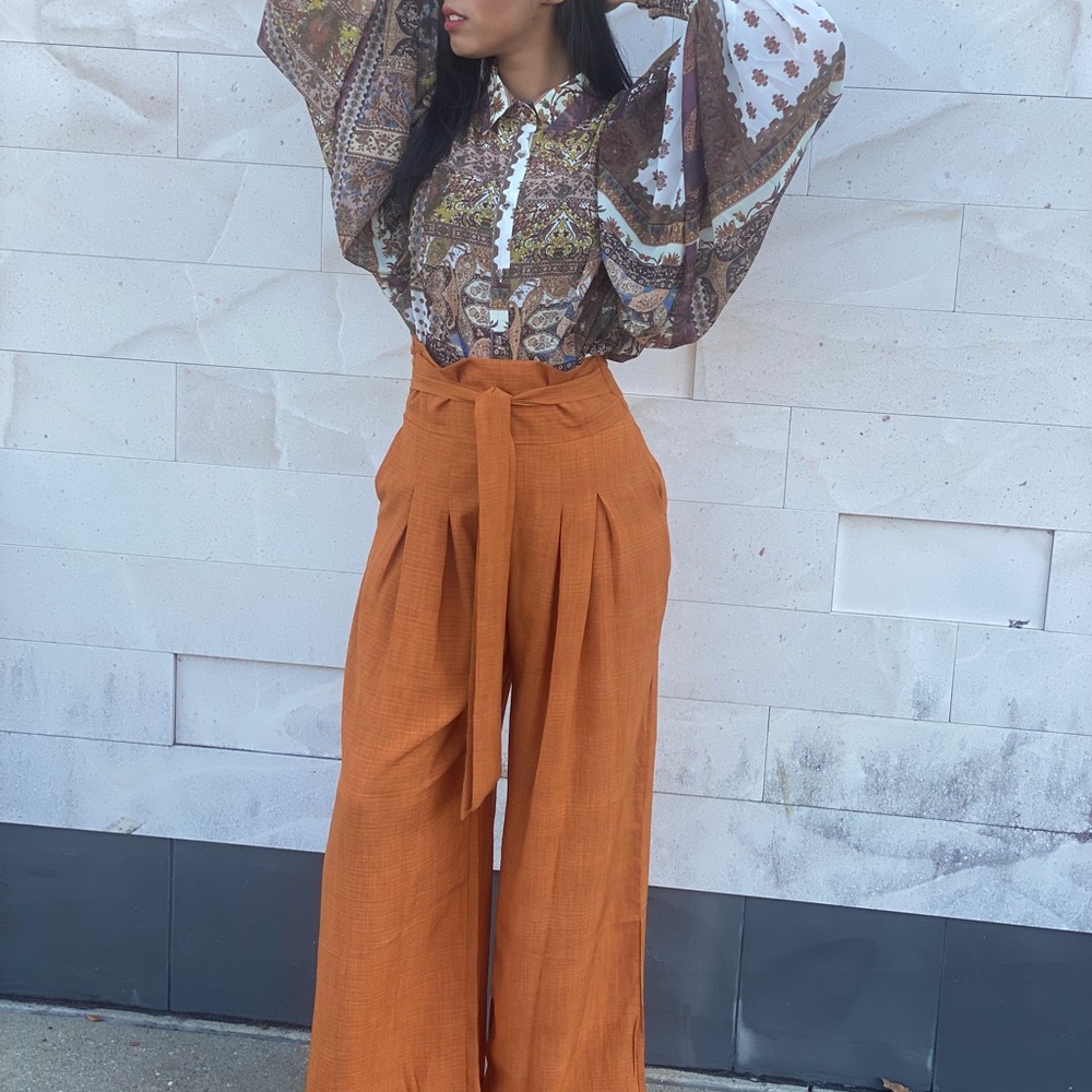 Elegant Orange High-Waisted Pants